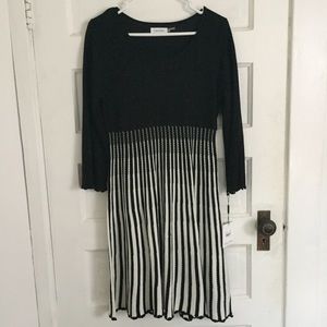 NWT Calvin Klein knit black and white dress